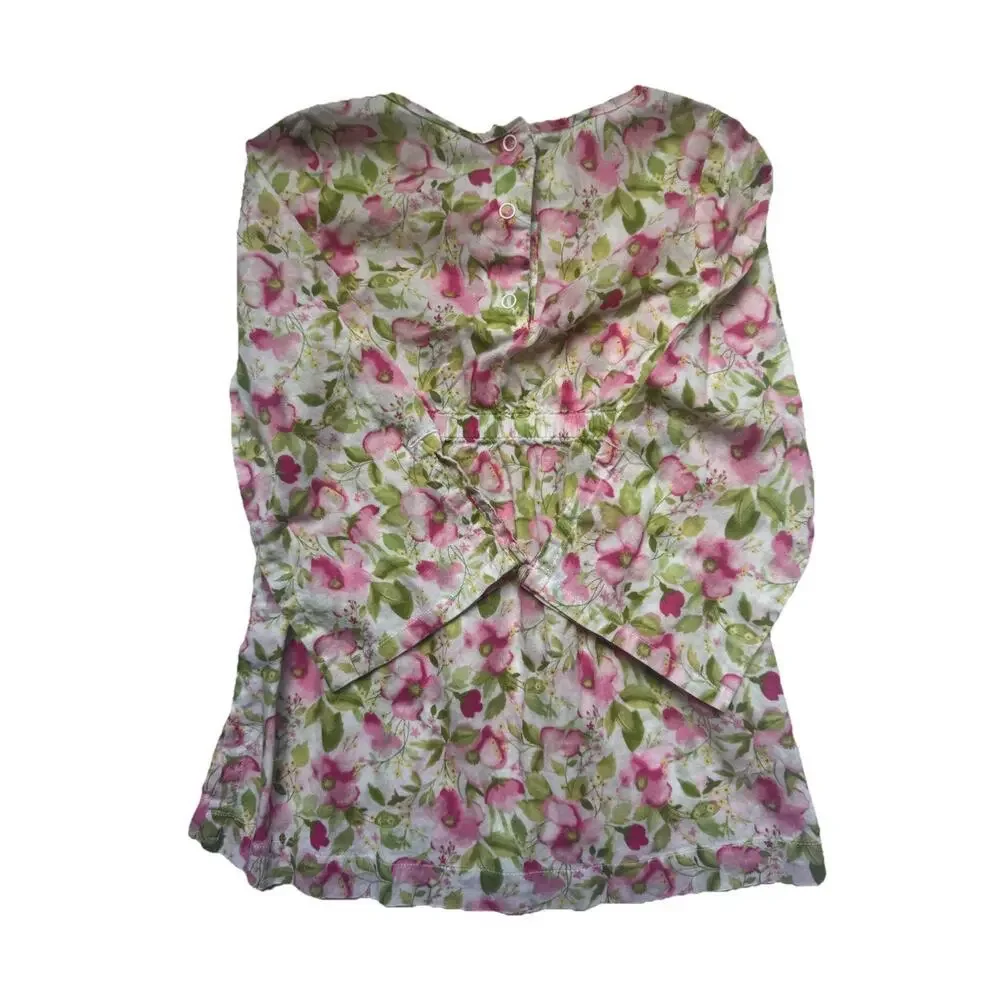 Janie and Jack Floral Dress Girls 2T Pink Green Long Sleeve Cottagecore